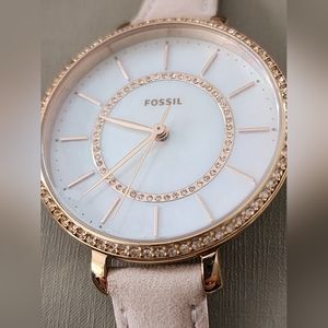 Fossil Jocelyn Three Hand Blush Leather watch ES4455 (needs battery)